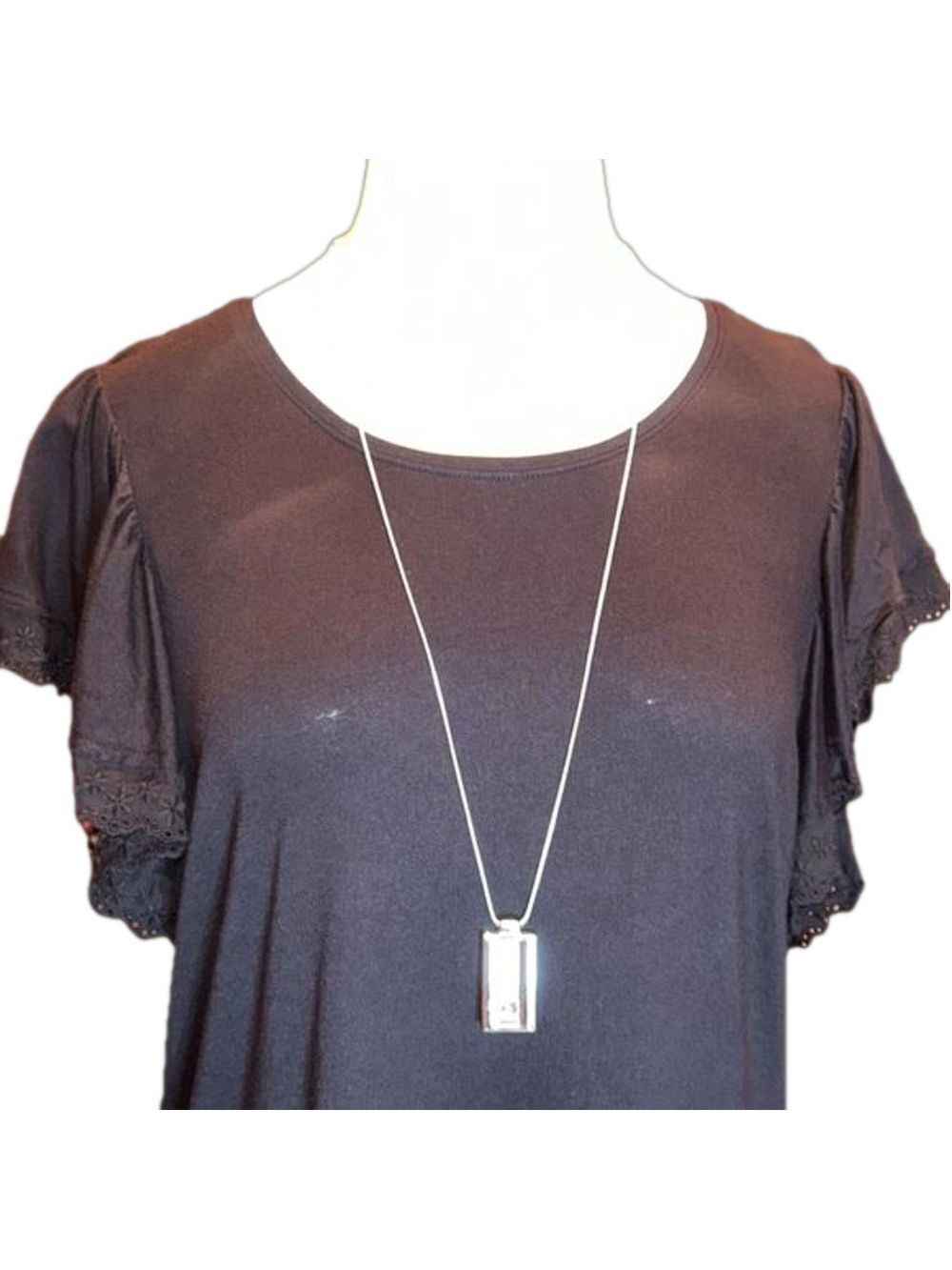 WHITE HOUSE BLACK MARKET 36” Long Silver Rope Chain Necklace with Charm